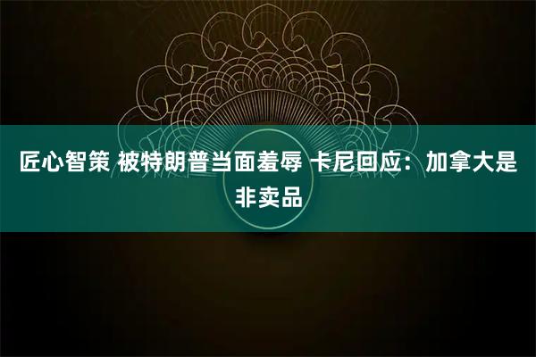 匠心智策 被特朗普当面羞辱 卡尼回应：加拿大是非卖品