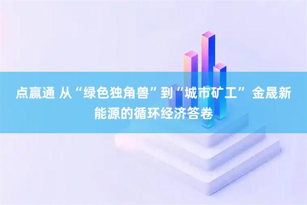 点赢通 从“绿色独角兽”到“城市矿工” 金晟新能源的循环经济答卷