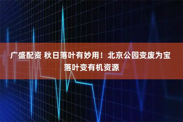 广盛配资 秋日落叶有妙用！北京公园变废为宝&#32;落叶变有机资源