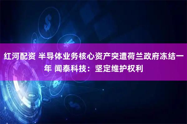 红河配资 半导体业务核心资产突遭荷兰政府冻结一年 闻泰科技：坚定维护权利
